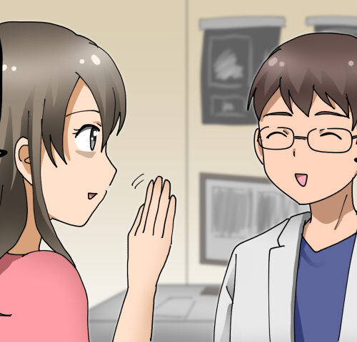 医師の脂肪注入の提案を断っている女性のイラスト