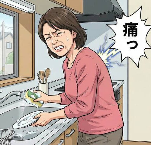 背中に痛みが走った女性